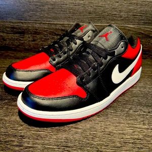 Nike Air Jordan 1 Low Bred Toe Red Black White Mens Sneakers size 12